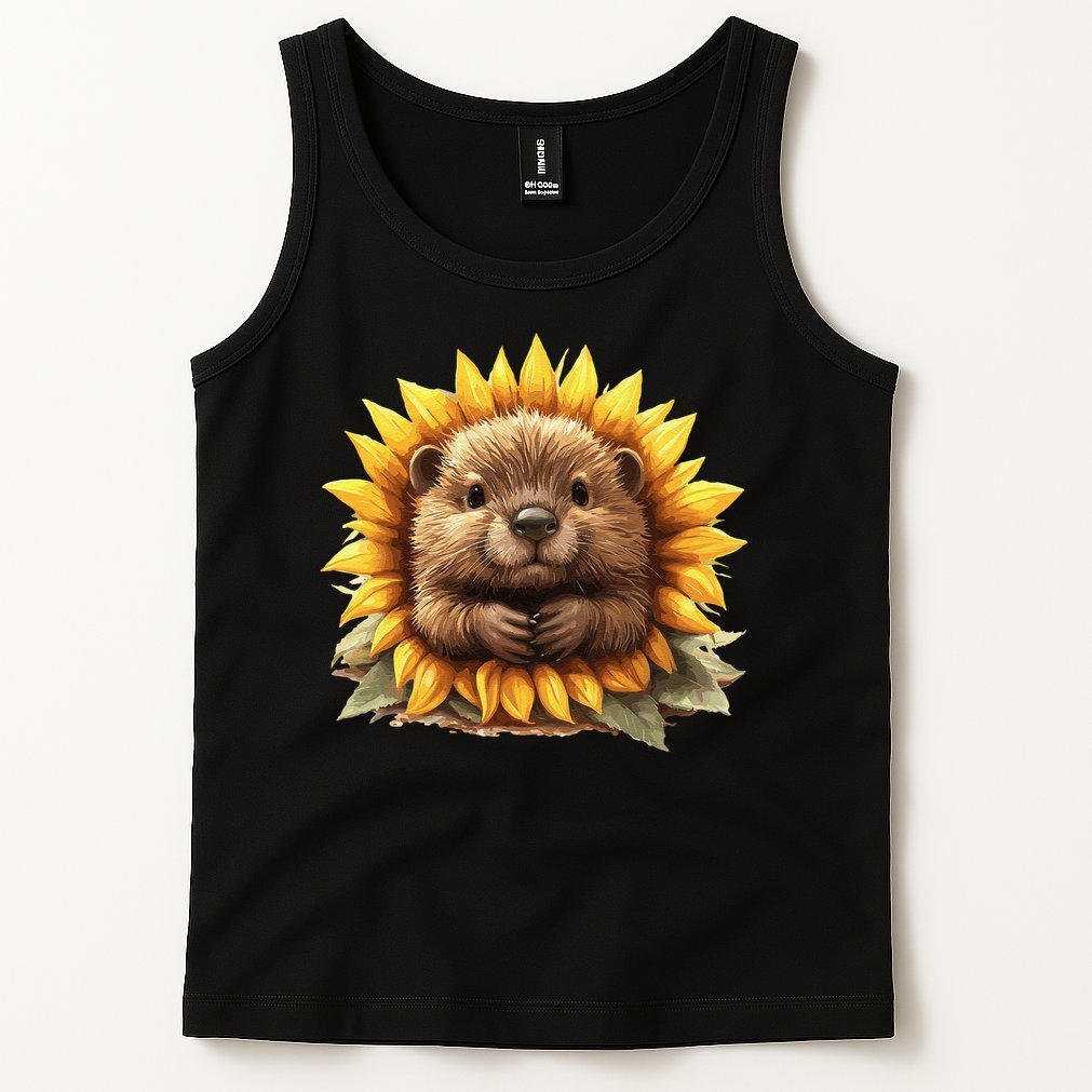 Adorable Hedgehog Sunflower Fusion Tank Top