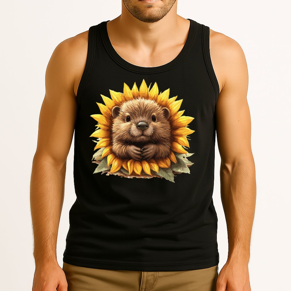 Adorable Hedgehog Sunflower Fusion Tank Top