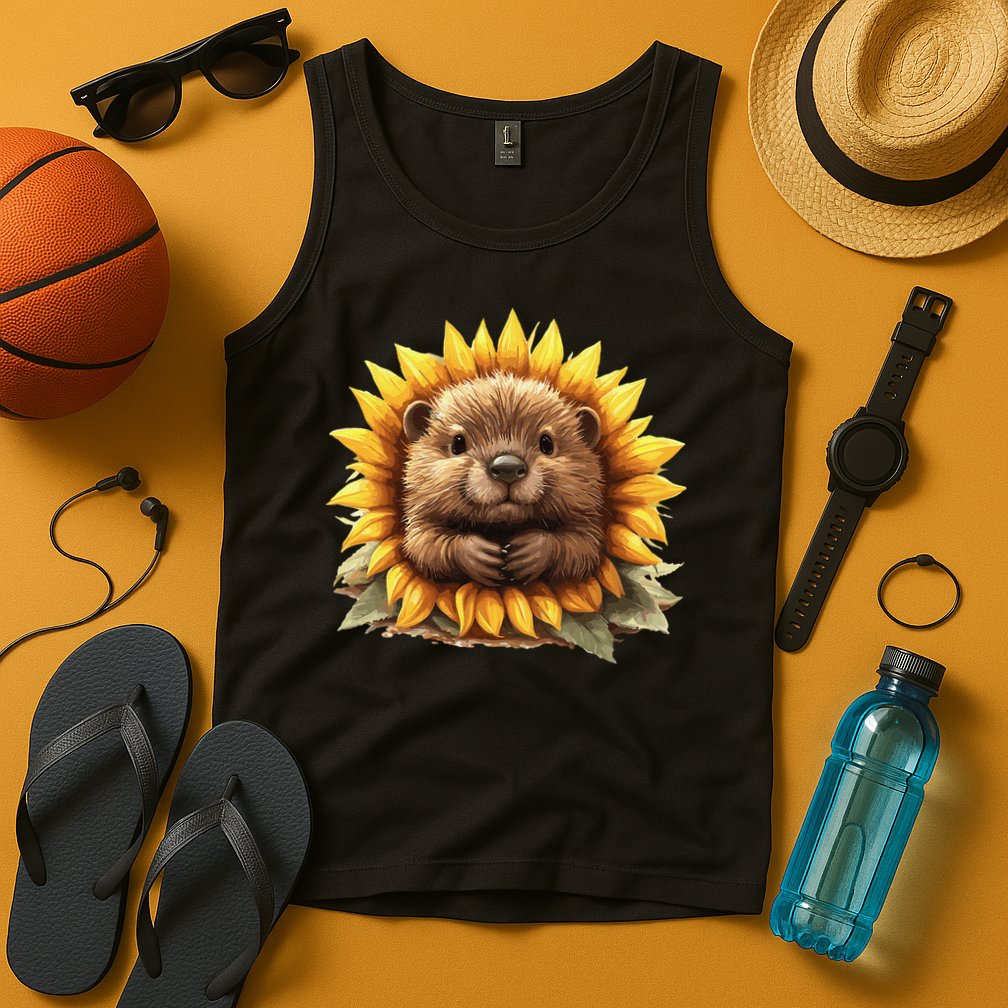 Adorable Hedgehog Sunflower Fusion Tank Top