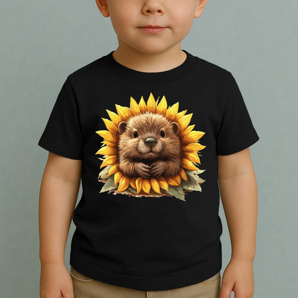 Adorable Hedgehog Sunflower Fusion Toddler T-Shirt