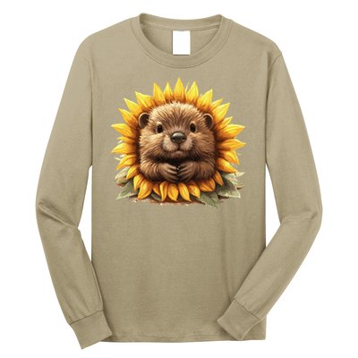Adorable Hedgehog Sunflower Fusion Long Sleeve Shirt