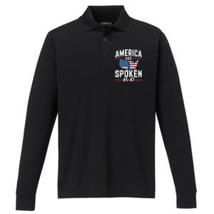 America Has Spoken 2024 Usa 45 4 7 Performance Long Sleeve Polo