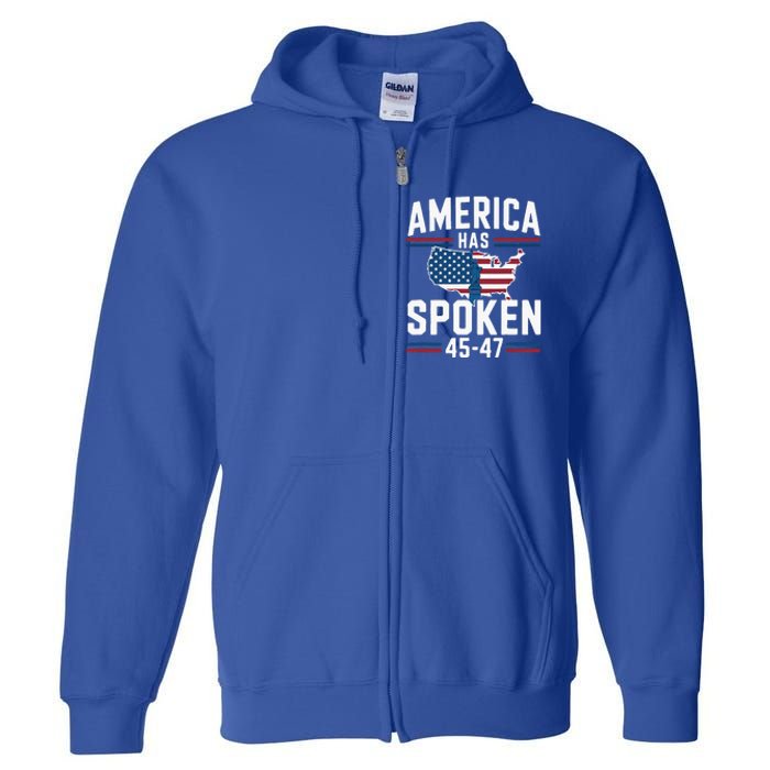 America Has Spoken 2024 Usa 45 4 7 Full Zip Hoodie