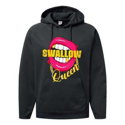 Adult Humor Swallow Queen Lips Golden Necklace Naughty Queen Performance Fleece Hoodie