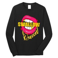 Adult Humor Swallow Queen Lips Golden Necklace Naughty Queen Long Sleeve Shirt