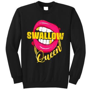 Adult Humor Swallow Queen Lips Golden Necklace Naughty Queen Sweatshirt