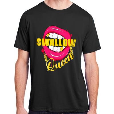 Adult Humor Swallow Queen Lips Golden Necklace Naughty Queen Adult ChromaSoft Performance T-Shirt