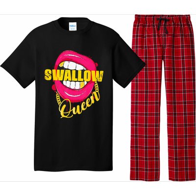 Adult Humor Swallow Queen Lips Golden Necklace Naughty Queen Pajama Set