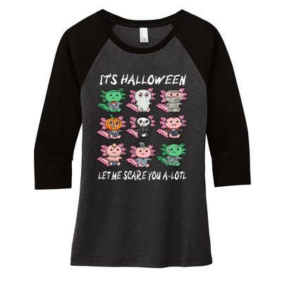 Axolotl Halloween Scare You ALotl Axolotl Women's Tri-Blend 3/4-Sleeve Raglan Shirt