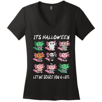 Axolotl Halloween Scare You ALotl Axolotl Women's V-Neck T-Shirt