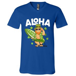 Aloha Hawaii Surfing Leprechaun St Patricks Day Hawaiian Meaningful Gift V-Neck T-Shirt