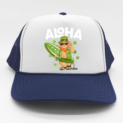 Aloha Hawaii Surfing Leprechaun St Patricks Day Hawaiian Meaningful Gift Trucker Hat