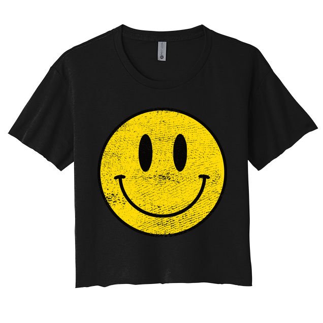 ACID HOUSE SMILEY TECHNO RAVE DJ FESTIVAL Women's Crop Top Tee