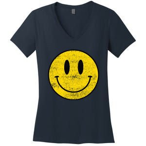 ACID HOUSE SMILEY TECHNO RAVE DJ FESTIVAL Women's V-Neck T-Shirt