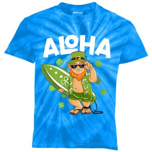 Aloha Hawaii Surfing Leprechaun St Patricks Day Hawaiian Gift Kids Tie-Dye T-Shirt