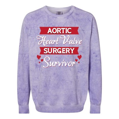 Aortic Heart Surgery Survivor Heart Disease Awareness Month Cool Gift Colorblast Crewneck Sweatshirt