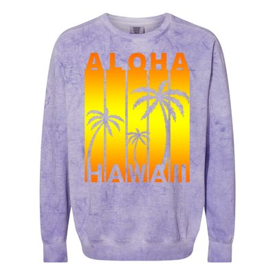 Aloha Hawaii Sunset Palm Trees Colorblast Crewneck Sweatshirt