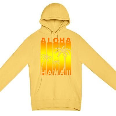 Aloha Hawaii Sunset Palm Trees Premium Pullover Hoodie