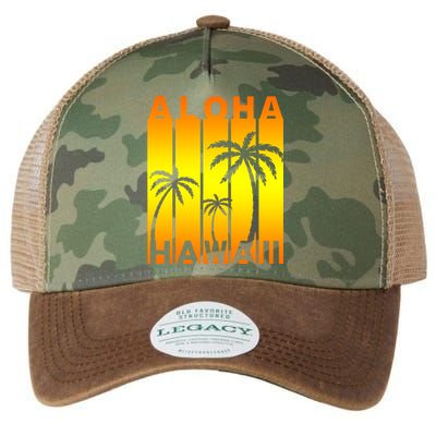 Aloha Hawaii Sunset Palm Trees Legacy Tie Dye Trucker Hat