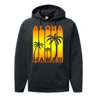 Aloha Hawaii Sunset Palm Trees Performance Fleece Hoodie