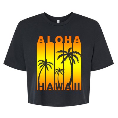 Aloha Hawaii Sunset Palm Trees Bella+Canvas Jersey Crop Tee