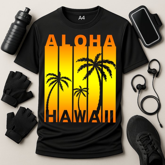 Aloha Hawaii Sunset Palm Trees Cooling Performance Crew T-Shirt