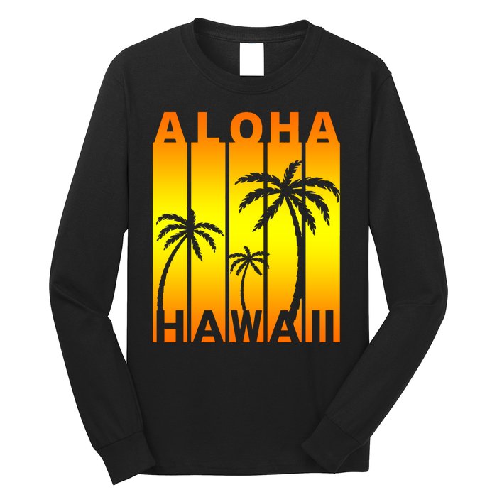 Aloha Hawaii Sunset Palm Trees Long Sleeve Shirt