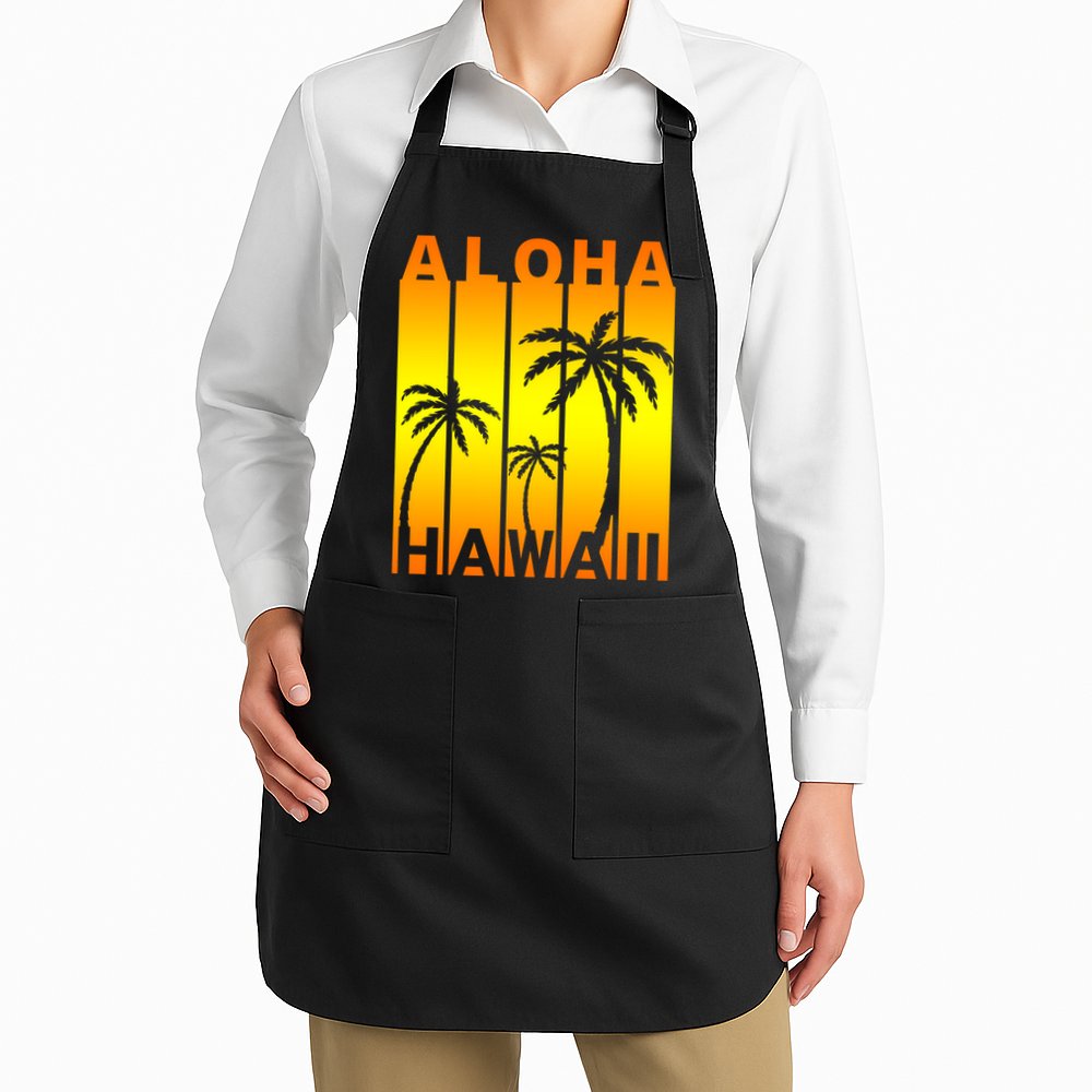 Aloha Hawaii Sunset Palm Trees Apron