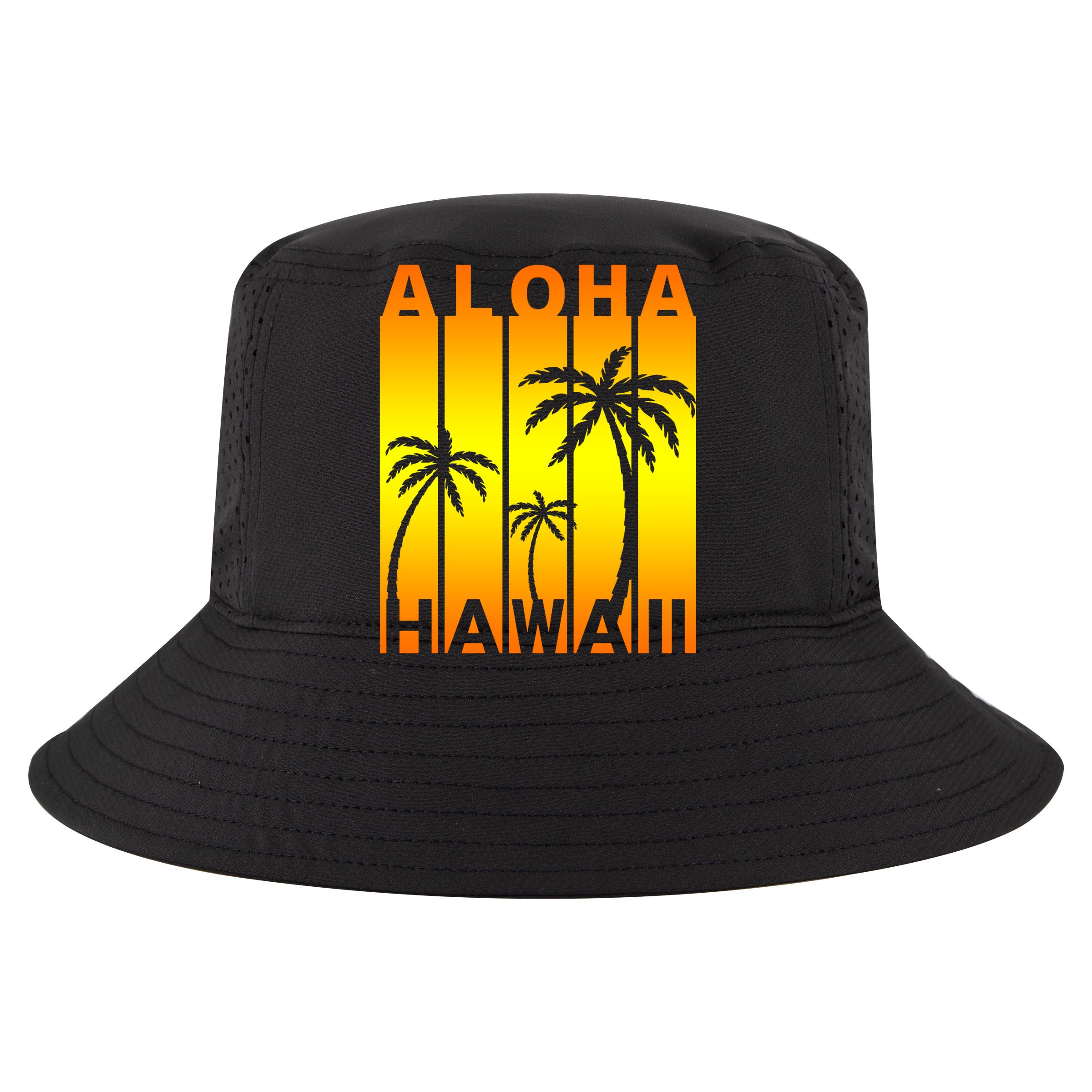 Aloha Hawaii Sunset Palm Trees Sustainable Bucket Hat
