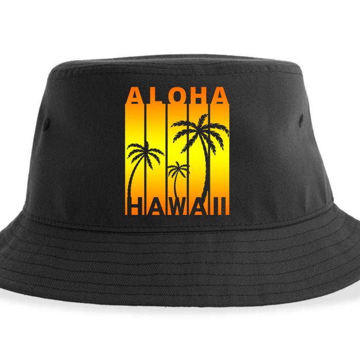 Aloha Hawaii Sunset Palm Trees Sustainable Bucket Hat