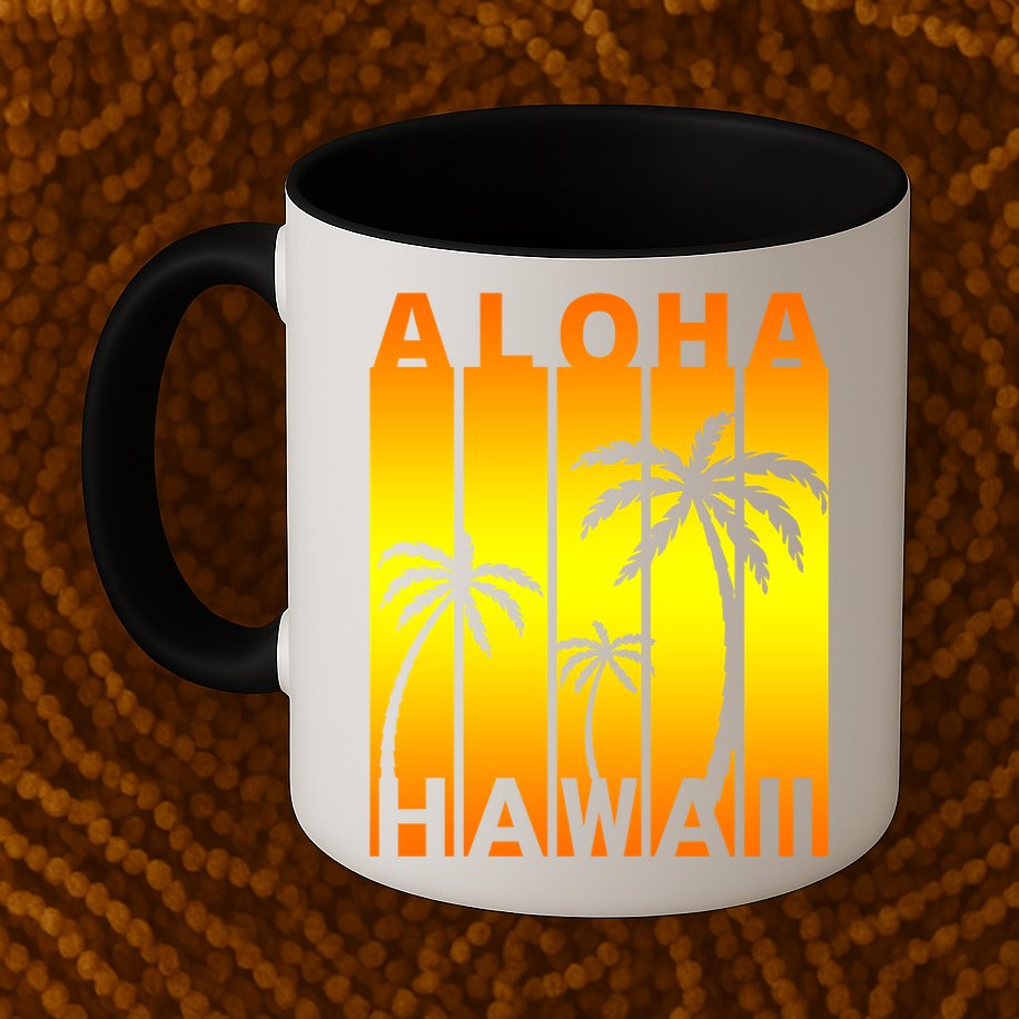 Aloha Hawaii Sunset Palm Trees Mug
