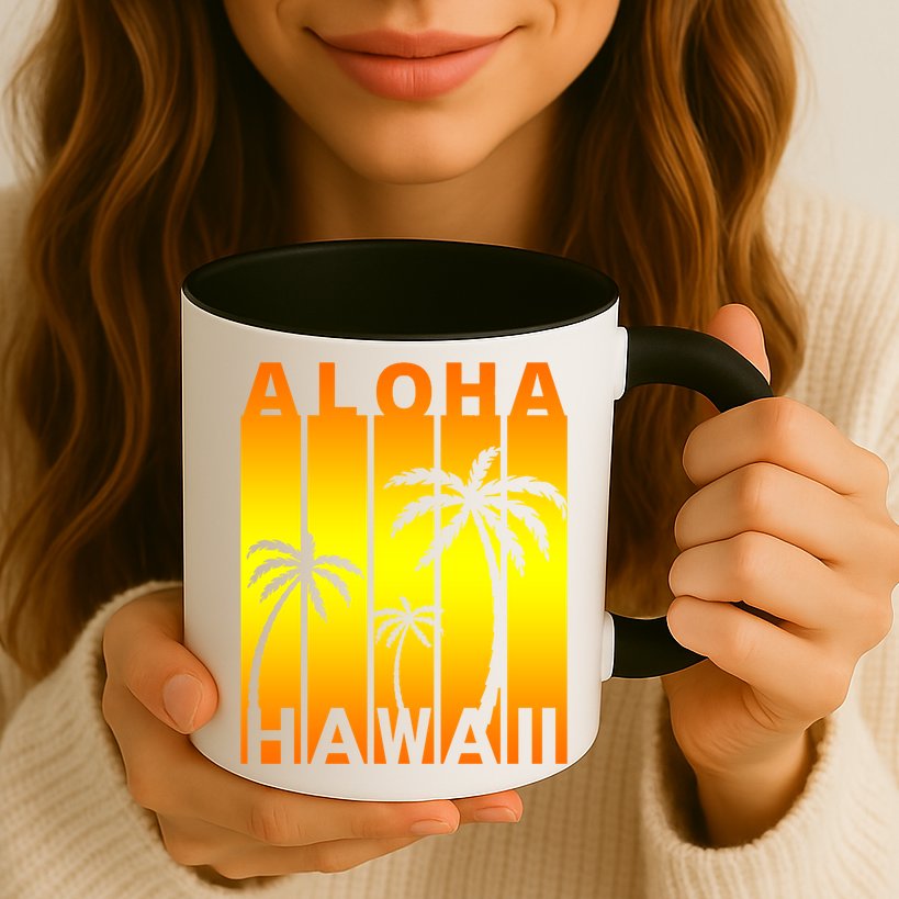 Aloha Hawaii Sunset Palm Trees Mug