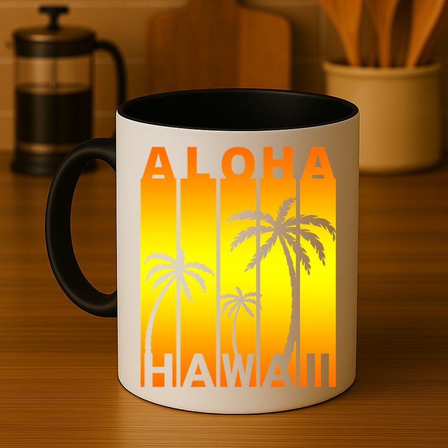 Aloha Hawaii Sunset Palm Trees Mug