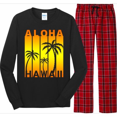 Aloha Hawaii Sunset Palm Trees Long Sleeve Pajama Set