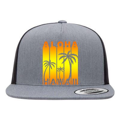 Aloha Hawaii Sunset Palm Trees Flat Bill Trucker Hat