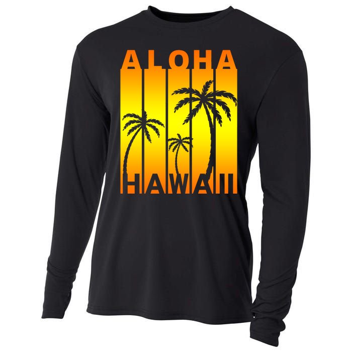 Aloha Hawaii Sunset Palm Trees Cooling Performance Long Sleeve Crew