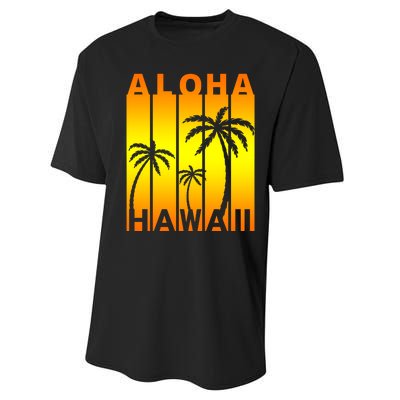 Aloha Hawaii Sunset Palm Trees Performance Sprint T-Shirt