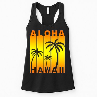 Aloha Hawaii Sunset Palm Trees Womens Tank Top