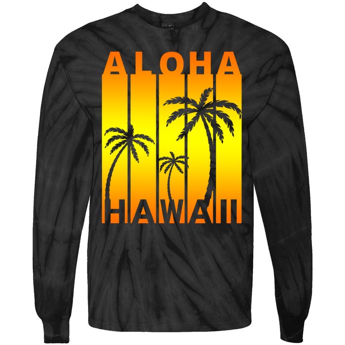 Aloha Hawaii Sunset Palm Trees Tie-Dye Long Sleeve Shirt