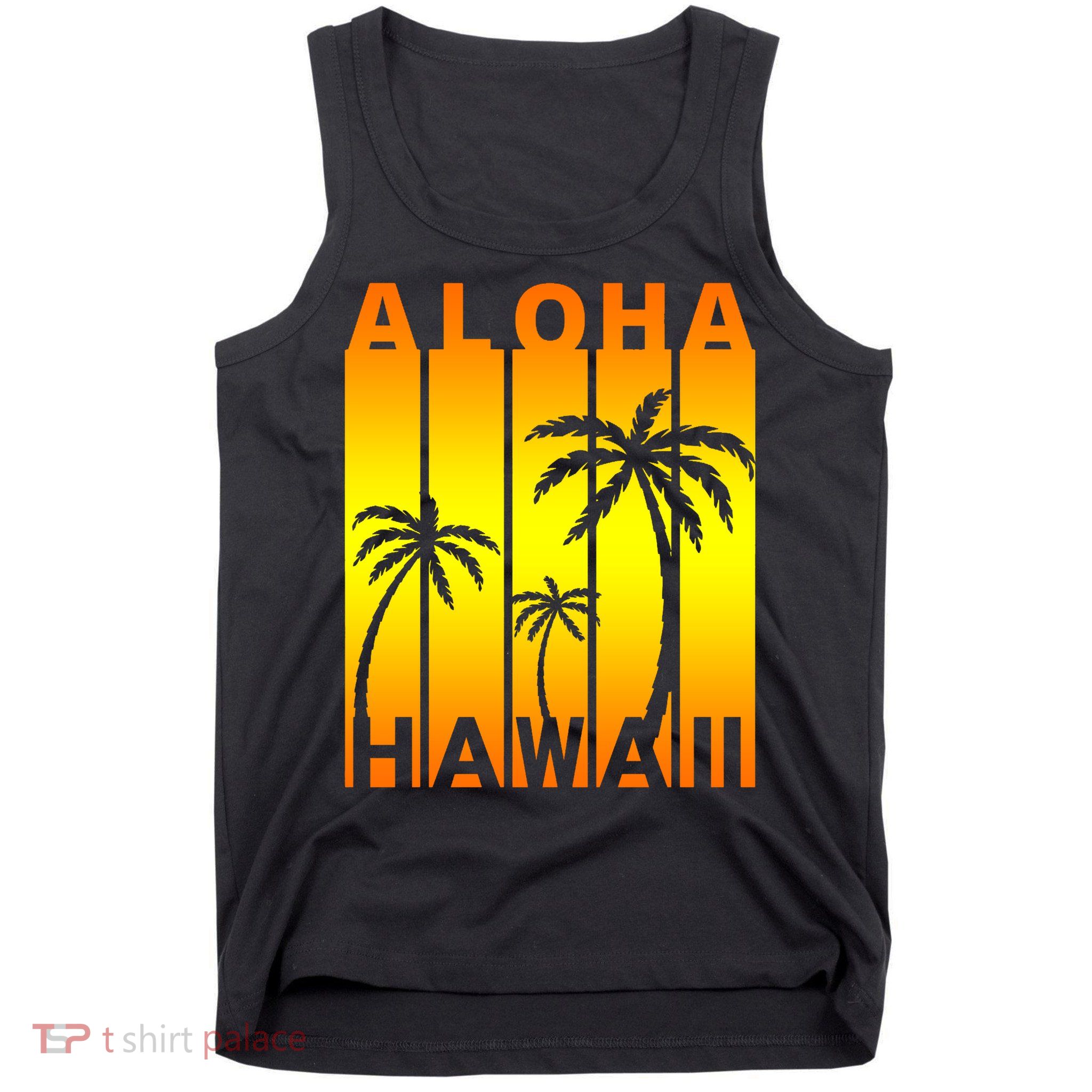 Aloha Hawaii Sunset Palm Trees Tank Top