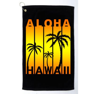 Aloha Hawaii Sunset Palm Trees Golf Towel