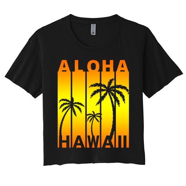 Aloha Hawaii Sunset Palm Trees Crop Top