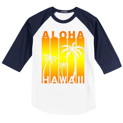 Aloha Hawaii Sunset Palm Trees Baseball Sleeve Shirt