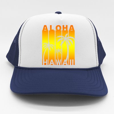 Aloha Hawaii Sunset Palm Trees Trucker Hat