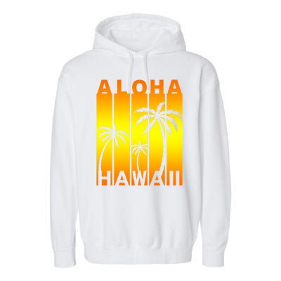 Aloha Hawaii Sunset Palm Trees Garment-Dyed Fleece Hoodie