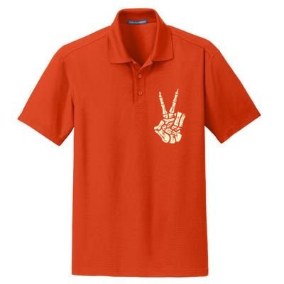 Awesome Halloween Skeleton Hand Peace Sign Funny Costume Gift Dry Zone Grid Polo