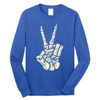 Awesome Halloween Skeleton Hand Peace Sign Funny Costume Gift Long Sleeve Shirt