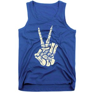 Awesome Halloween Skeleton Hand Peace Sign Funny Costume Gift Tank Top