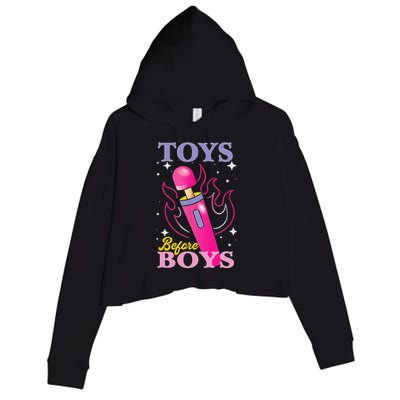 Adult Humor Saying Toys Before Boy Funny Crop Fleece Hoodie