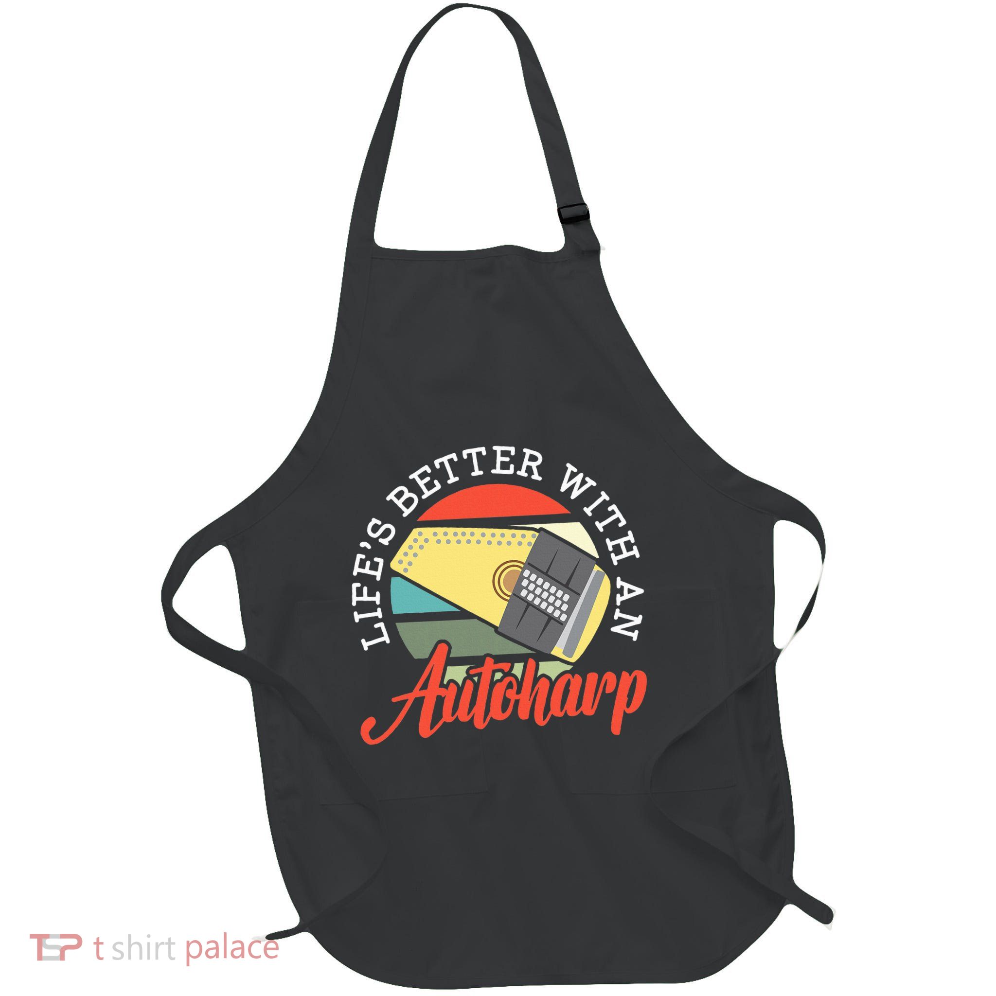 Auto Harp String Instrument Musician Musical Music Full-Length Apron With Pockets